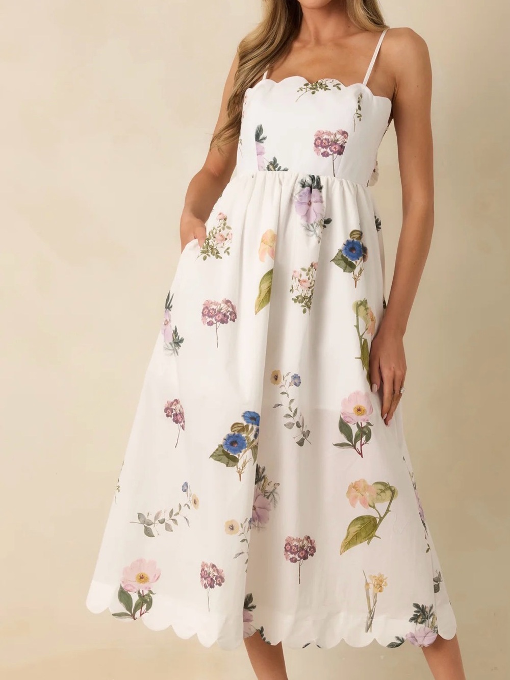 Red Dress Boutique White Floral Midi Dress